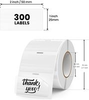 Étiquette thermique transparente 2 x 1 pouce, autocollant pour imprimante vinyle, 300 pièces, étiquette rectangulaire transparente imprimable directement pour LOGO DIY QR