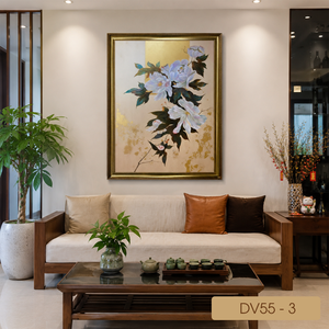 ภาพวาดติดผนังลายดอกไม้ประดับทองคำเปลว งานฝีมือ ผลิตในเวียดนาม รุ่น DV55-3 ขนาด 40x60 ซม. - Product Image 3