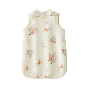 Saco de dormir de algodón de bambú para bebé, fino, estampado, transpirable, con piernas divididas, antipatadas, para primavera y verano - Product Image 1