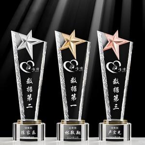 Trofeo de Cristal con Estrella de Cinco Puntas en Oro, Plata y Bronce con Logotipo Personalizado HBL para Eventos Deportivos y Regalos de Bienvenida - Product Image 1
