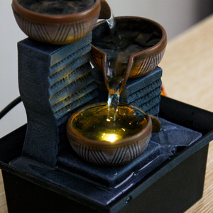 น้ำพุตั้งโต๊ะแบบสามชั้น พร้อมอ่างตกแต่งสำนักงาน ของตกแต่งตามหลักฮวงจุ้ย รูปทรงสี่เหลี่ยมผืนผ้า ดีไซน์กันน้ำ - Product Image 5