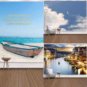 Mural Autoadhesivo de Paisaje Urbano Europeo para Decoración de Interiores, Canal de Venecia, Fácil de Aplicar, Papel Tapiz con Diseño de Atardecer - Product Image 2