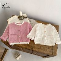 Conjunto de Cárdigan para Bebé Estilo Francés Chic, Tejido de Punto Trenzado en Contraste, Trajes Elegantes para Niños, Traje de Pantalones Bombachos para Bebés, Personalizado