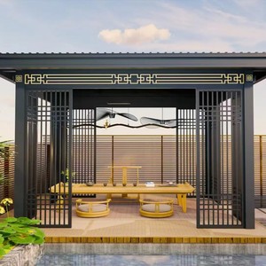 ศาลาศิลปะอลูมิเนียมที่ทนต่อสภาพอากาศภายนอกอาคารที่หลบภัยที่หรูหราป้องกันสนิมหรูหราและไร้กาลเวลา - Product Image 4