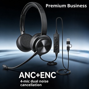 <span class=keywords><strong>Casque</strong></span> Stéréo <span class=keywords><strong>Haut</strong></span> <span class=keywords><strong>de</strong></span> <span class=keywords><strong>Gamme</strong></span> Circum-auriculaire avec Réduction <span class=keywords><strong>de</strong></span> Bruit Active (ANC) et Réduction <span class=keywords><strong>de</strong></span> Bruit Environnemental (ENC) Double, Interface Double USB Type-C <span class=keywords><strong>Filaire</strong></span>, en Cuir PU/PVC - Product Image 5