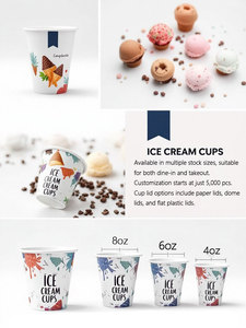 Vasos de Papel Desechables para Helado con Impresión Personalizada, Venta al por Mayor, Recipientes Ecológicos para Postres con Tapa y Cuchara - Product Image 6