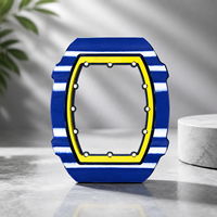 Montre sport automatique mécanique haut de gamme 6702, bracelet élastique bleu, montre en forme de tonneau en fibre de carbone pour homme