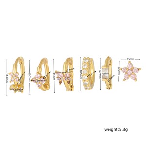 <span class=keywords><strong>Ensemble</strong></span> de bijoux fantaisie, boucles d'oreilles créoles en laiton plaqué or 18 carats, <span class=keywords><strong>ensemble</strong></span> de boucles d'oreilles créoles avec papillon rose en zircon, cadeau pour fille - Product Image 6