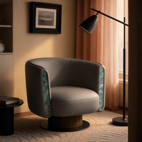Fauteuil inclinable moderne en teck doré avec revêtement en coton, dossier solide, pieds en bois, mobilier écologique pour la maison, salon, chambre à coucher