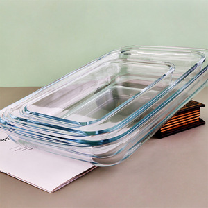 Juego de bandejas para hornear de vidrio de borosilicato de alta resistencia, de forma rectangular, con tapa para <span class=keywords><strong>horno</strong></span> microondas. - Product Image 2