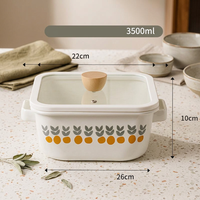 Casserole carrée en émail avec couvercle en verre, qualité alimentaire, résistante au four, facile à nettoyer, logo personnalisé, ustensile de cuisine pour cuisinière, vente en gros