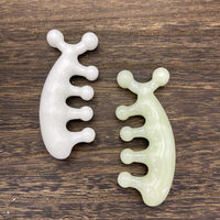 HZ Meilleure Vente Nouveau Peigne en Jade Blanc Planche de Gua Sha Faciale Griffe de Massage Corporel en Pierre de Mookaïte Outils de Massage Facial