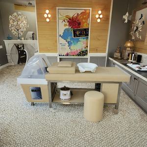 Chaise de shampooing multifonctionnelle en acier inoxydable pour salon, spa, salle de bain, salle à manger, meubles de beauté, massage, cuir synthétique - Product Image 3