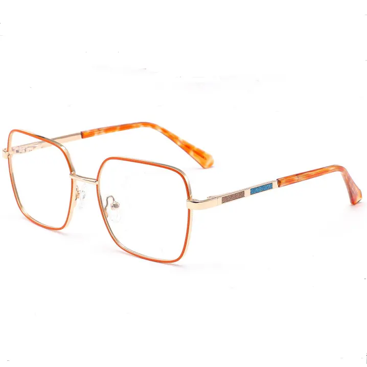 Cornice per occhiali multicolori a forma quadrata con logo personalizzato alla moda montatura ottica in acciaio inossidabile da donna