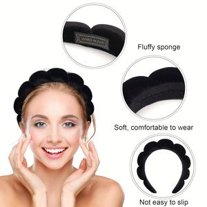Bandeau de Spa en Éponge Douce pour le Lavage du Visage et le Maquillage, Bandeau Antidérapant pour Soins de la Peau avec Bracelets, Accessoire de Beauté Nuageux et Moelleux, Cadeau - Product Image 2