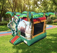 Château gonflable T-Rex de 13x14 pieds en PVC, facile à installer, pour enfants, idéal pour les fêtes d'anniversaire en plein air