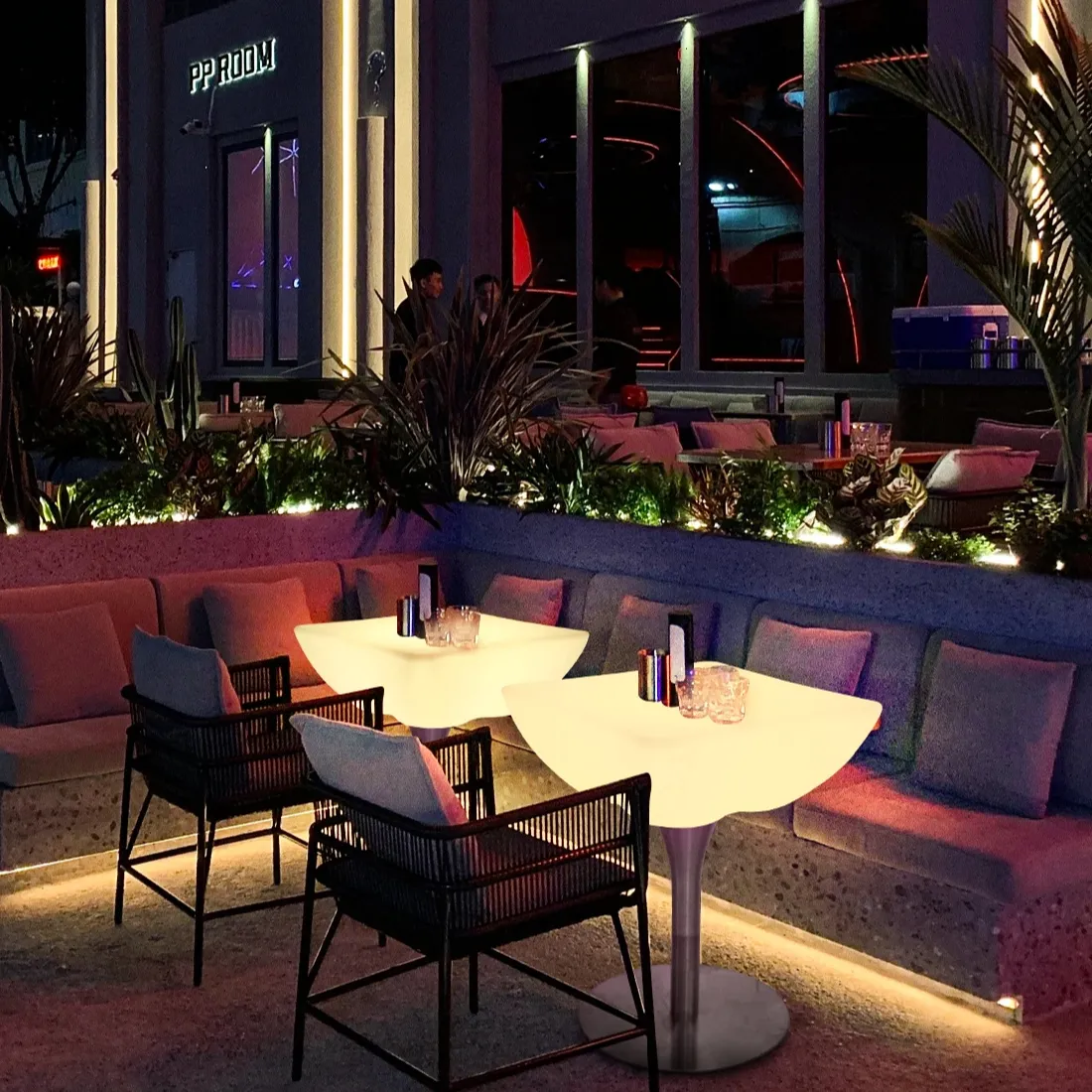 Meja bar led furnitur bar meja makan dengan meja santai klub malam bercahaya led untuk furnitur luar ruangan