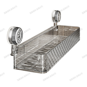 Étagère de salle de bain à fixation par ventouse 50x30 cm, double couche, rectangulaire, pour rangement sous lavabo, fixation d'angle durable - Product Image 2