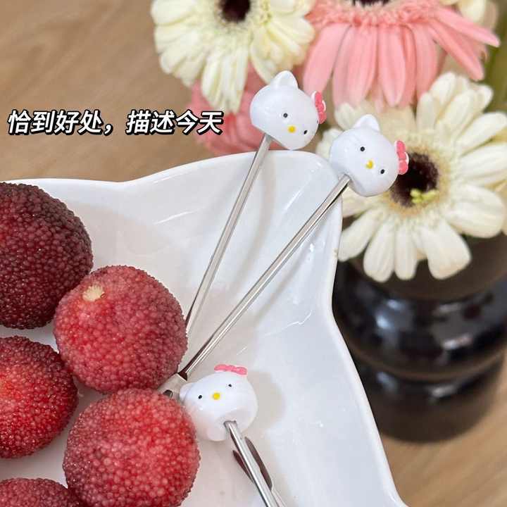 Top Selling Pink Sanri Hallokitty HK KT Cat Stainless Steel Food Fruit