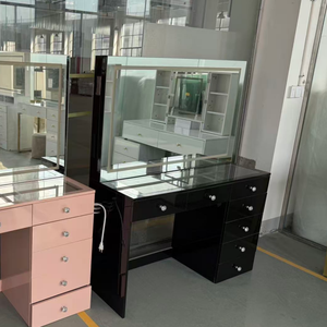 Tavolo da Trucco Rosa per Camera da Letto Moderno con Specchio Illuminato 3 Modalità di Illuminazione Regolabile - Product Image 2