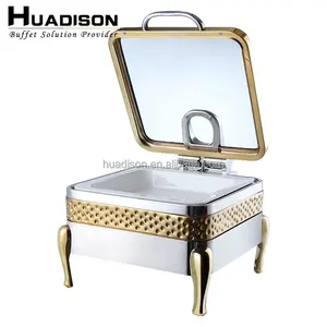 Huadison hotel supplies stainless steel buffet warmer set luxury hammered chafing dish buffet set for sale