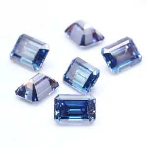 ICECAP Moissanite Jewelry VVS Blue Moissanite Diamond DEF Color GRA certificazione Emerald Cut Moissanite Gemstone
