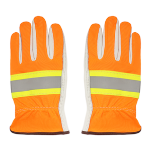 Sarung Tangan Kerja Keamanan Visibilitas Tinggi Kulit dengan Strip Reflektif Hi-Vis untuk Konstruksi Industri dan Pekerjaan Luar Ruangan - Product Image 1