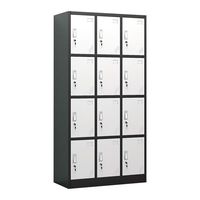 Casier en acier à 12 portes avec serrure à clé pour le stockage des vêtements du personnel de la salle de sport scolaire Casier à vêtements pour un stockage efficace en métal