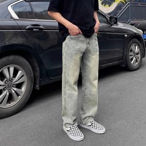 Jeans de Pierna Recta Vintage Y2K para Hombre 2025 - Mezclilla Lavada y Teñida de Corte Holgado |   Pantalones Casuales Retro Desgastados al por Mayor de Estilo Urbano - Product Image 5
