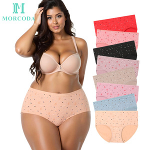 Morcoda sữa lụa phụ nữ quần lót độ đàn hồi cao cộng với kích thước chất béo Womens hoa in Kích thước miễn phí kết hợp màu sắc đồ lót tùy biến - Product Image 1