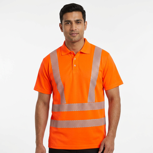 Ruban réfléchissant haute visibilité pour hommes pour polo, anti-froissement, haute visibilité, vêtements de travail de construction avec manches courtes imprimées - Product Image 1