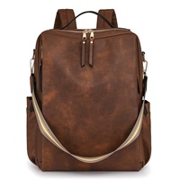 Sac à dos pour ordinateur portable en PU rétro multifonctionnel pour femmes, personnalisable, sac à dos de voyage tendance avec logo personnalisable
