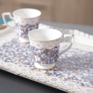 Ensemble de café en céramique blanc et violet de style occidental pour le thé de l'après-midi, à prix bas et très vendu - Product Image 6