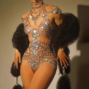 Traje de baile de malla de diamante de industria pesada, tubo de acero de gimnasia apretado, Latino para club nocturno, Bar, ropa de actuación - Product Image 1