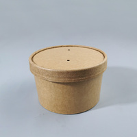 Bol à soupe en papier kraft PP jetable imprimé sur mesure, récipient alimentaire avec couvercle, écologique, biodégradable, bien scellé, pour sushis, chips de pommes de terre