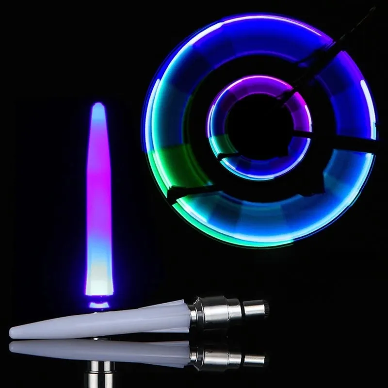 2Pcs Bicycle Wheel Light Tire Valve Cap Spoke Neon Lamp Motion Activated Glow Bike Motorcycle Car Wheel Light Luces Farol