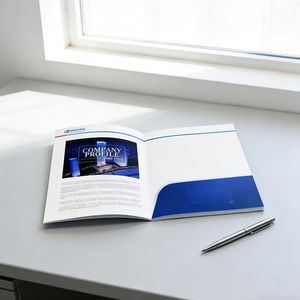 ขายตรงจากโรงงาน กระดาษอาร์ตเคลือบเงา พับสองทบ พิมพ์ CMYK ป้ายติดแฟ้ม - Product Image 5