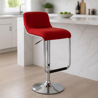 Chaise de bar JOHOOFURNITURE en tissu rouge, forme en L, chrome, hauteur réglable, fabriquée en Chine, banc de bar, hauteur de comptoir de restaurant