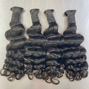 Wholesale Latest Design <strong>French</strong> Curly Raw Human Hair Bulk Extension No Weft One Donor <strong>French</strong> <strong>Curl</strong> Wavy Braiding Hair for Braids - Product Image 5