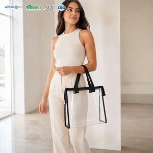 Sac fourre-tout transparent en PVC avec fermeture éclair, personnalisable, réutilisable, pour voyages, plage et événements - Product Image 2