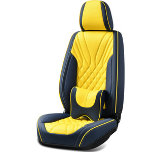 Housse universelle imperméable confortable de luxe populaire siège voiture cuir bleu profond jaune housse de siège de voiture ensemble de coussins - Product Image 1