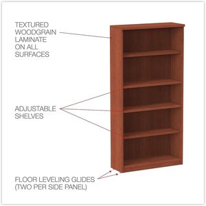 Alera VA636632MC Bibliothèque contemporaine Valencia à 5 étagères 31-3/4w X 14d X 65h pour bureau à domicile, atelier, salon, hôtel - Product Image 5