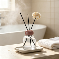 Bouteille diffuseur de parfum en verre transparent rond de 100 ml avec bouchon à vis en bois, vide, pour maison et hôtel, personnalisable avec logo