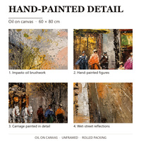 Peinture à l'huile personnalisée peinte à la main, scène de rue d'automne, impressionniste, toile murale, 60x80cm, non encadrée, enroulée pour la décoration de la maison