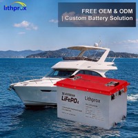 Batterie marine LiFePO4 à décharge profonde 38,4V 100Ah Grade A pour bateau, 6000 cycles, BMS intelligent Bluetooth, borne M8, CE RoHS IP67, OEM ODM