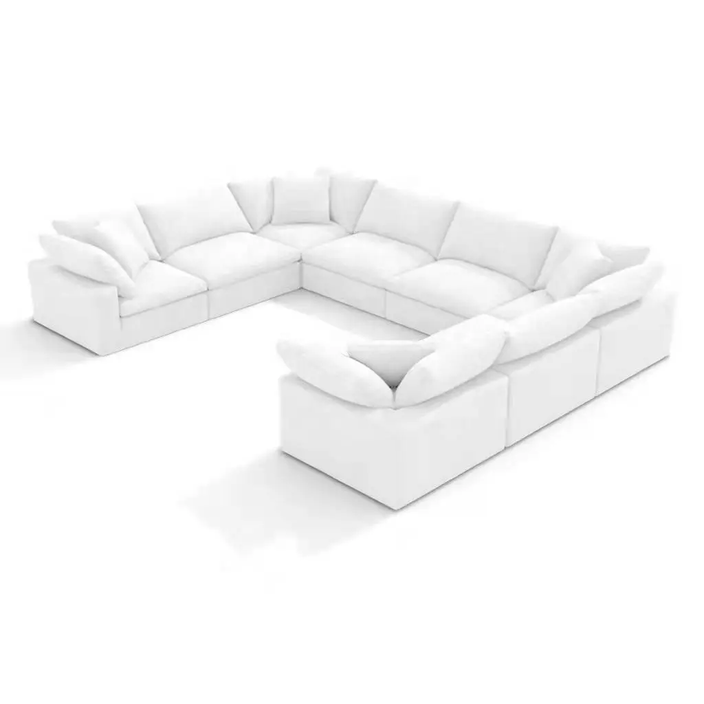 Capa de sofá modular removível, conjunto de sofá de canto grande branco com estilo americano