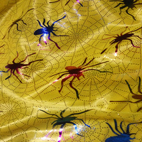 Tissu en tulle imprimé à feuille métallisée 100 % polyester, élastique double face, écologique, tricoté extensible, motif toile d'araignée d'Halloween pour robes