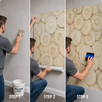 Papier peint mural circulaire moderne à relief neutre, texture naturelle, pour les intérieurs contemporains et commerciaux