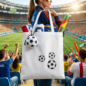 Sac fourre-tout en toile personnalisé sur le thème <span class=keywords><strong>du</strong></span> football pour le Tournoi de football international 2026 – Sac de shopping promotionnel pour les fans - Product Image 4