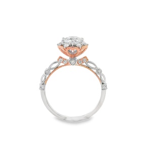 Anillos de Compromiso de Oro Sólido de 14k/18k, Anillo de Boda Unisex de Oro Rosa de Dos Tonos con Diamante Cultivado en Laboratorio de Corte Redondo, Certificado IGI - Product Image 1